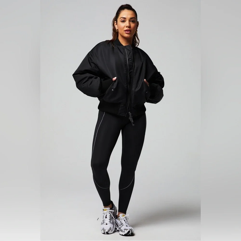Fabletics Women's Iconic Oversized Bomber Jacket Black XL/XXL - Picture 2 of 13